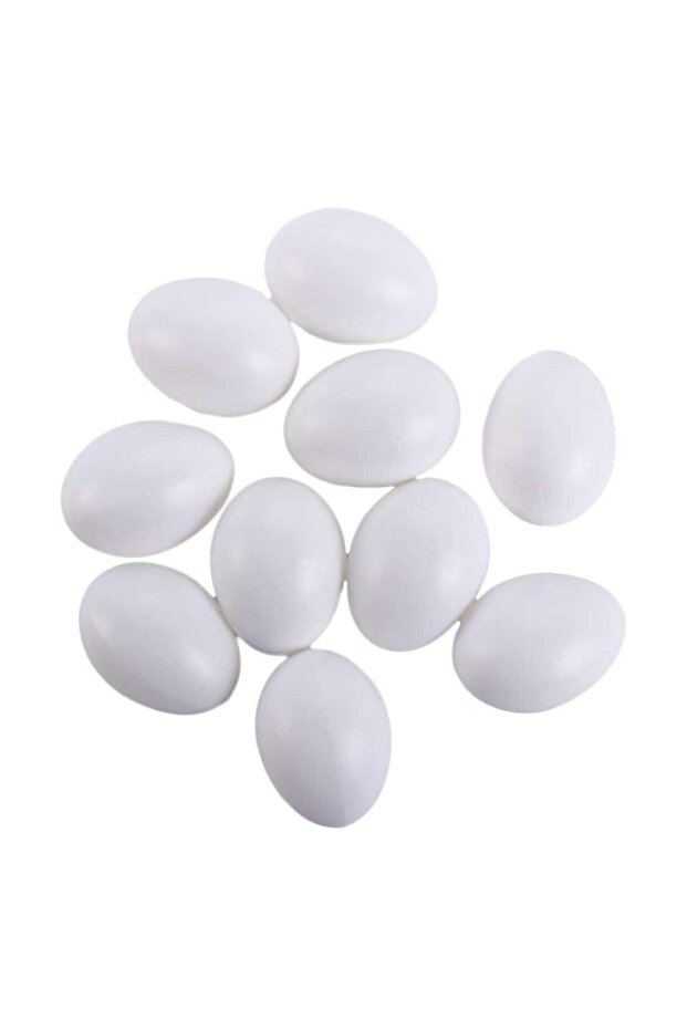 white 10pcs/set Egg Hen Poultry Breeding Simulation Fake Plastic Artificial Eggs DIY Painting Easte