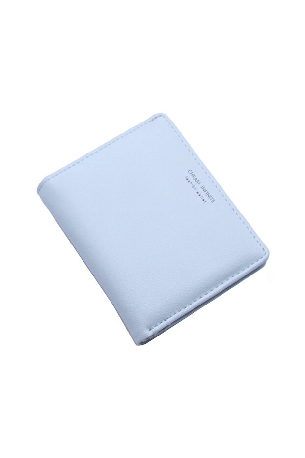 محفظة نسائية قصيرة Y1620-Lightblue بتصميم بسيط وحرف B، رفيعة بلون واحد ومتعددة الاستخدامات