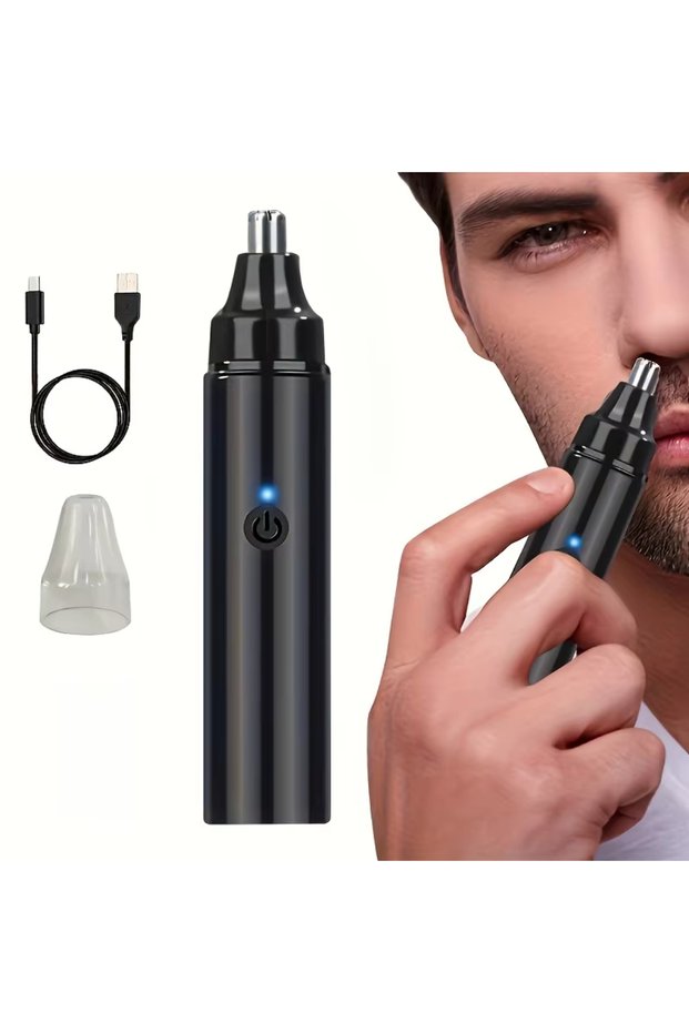 Black Portable Electric Ear/Nose Hair Trimmer for Men Women USB Rechargeable Painless Eyebrow and Fa