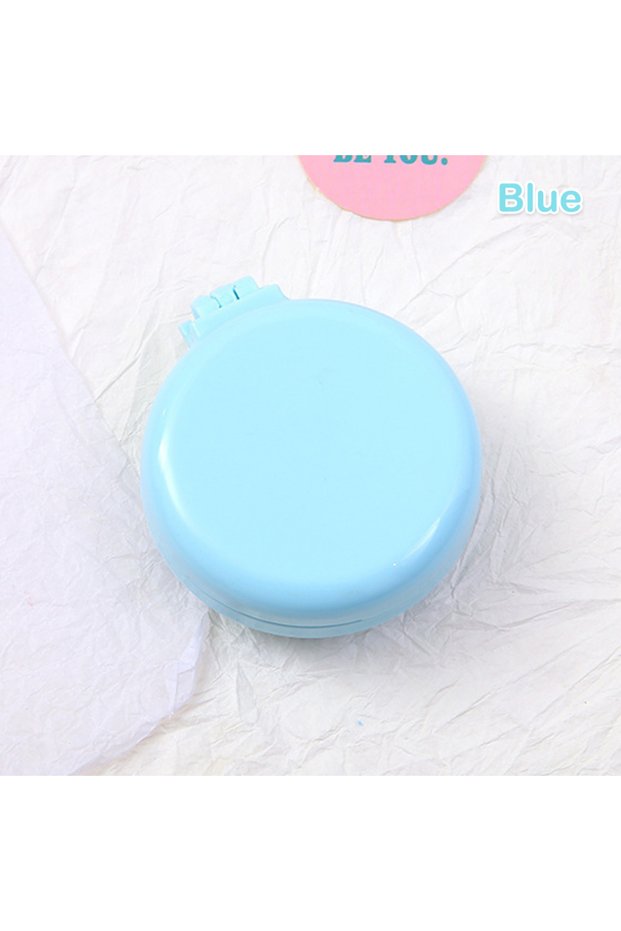 Blue Mini Hair Comb With Mirror Foldable Comb Travel Portable Massage Women Girl Hair Brush Macaron