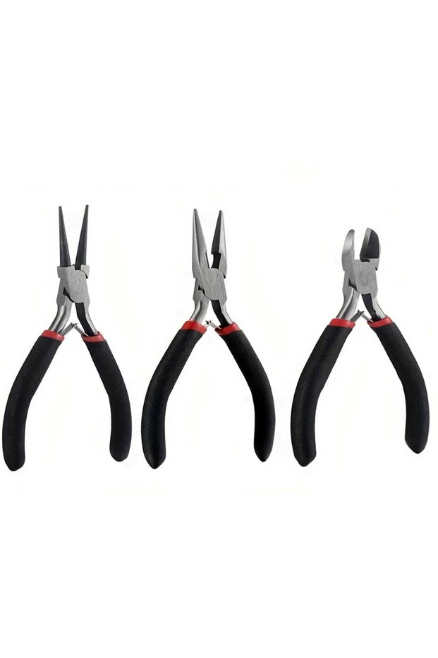 Set black Portable 3 Styles Jewelry Pliers Tool Set Jewelry Making Round Nose Plier Tweezers Kit for