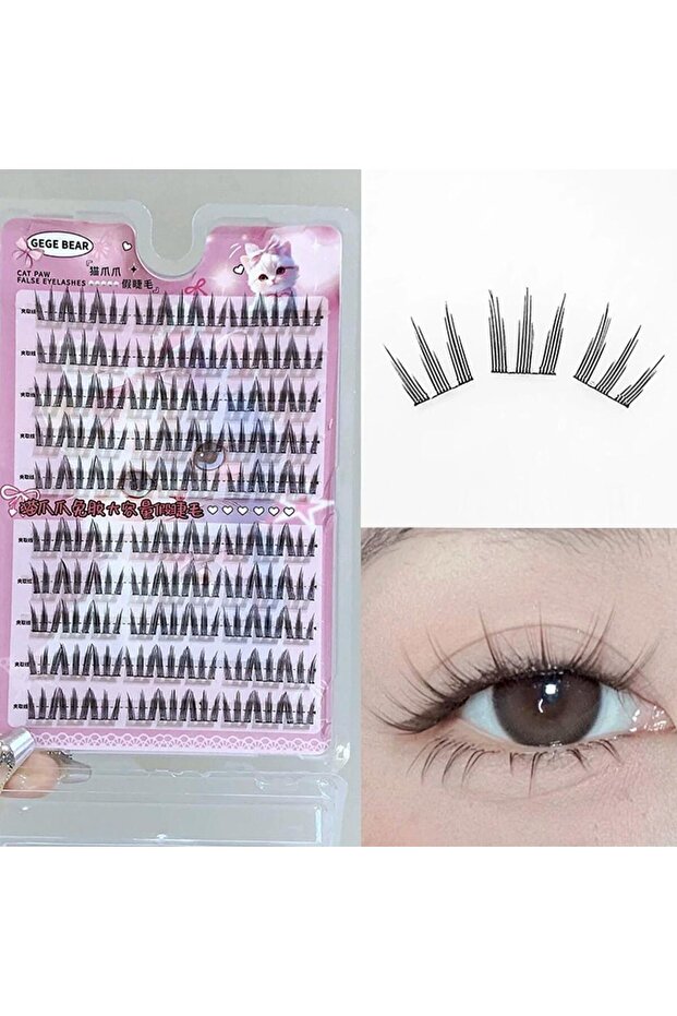 D 10 rows Little Devil Manga False Eyelash Extenstions Natural C Curling Degrees Soft Wispy Individ.