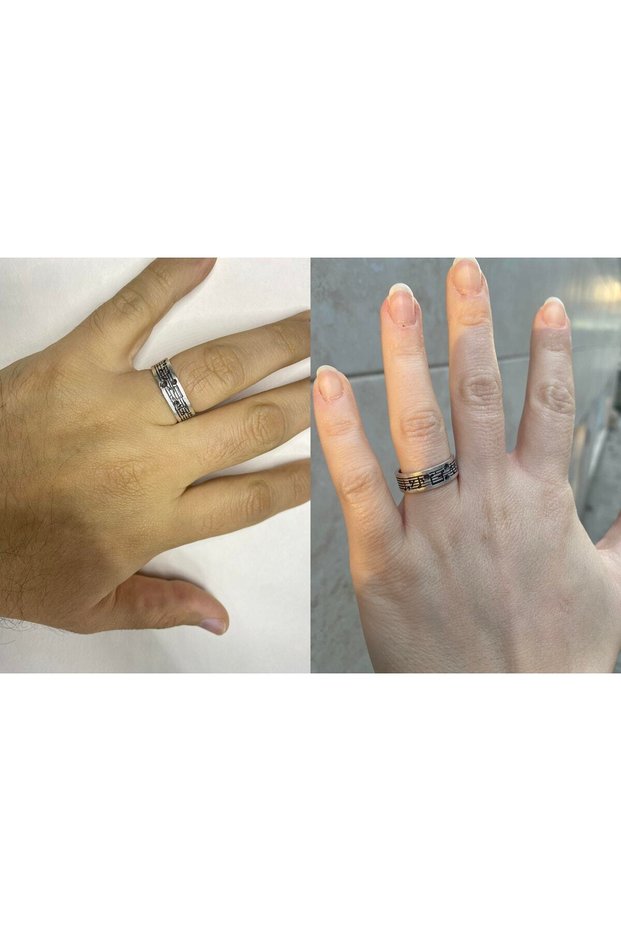 Musical Note Steel Women Men Couple Adjustable Ring
