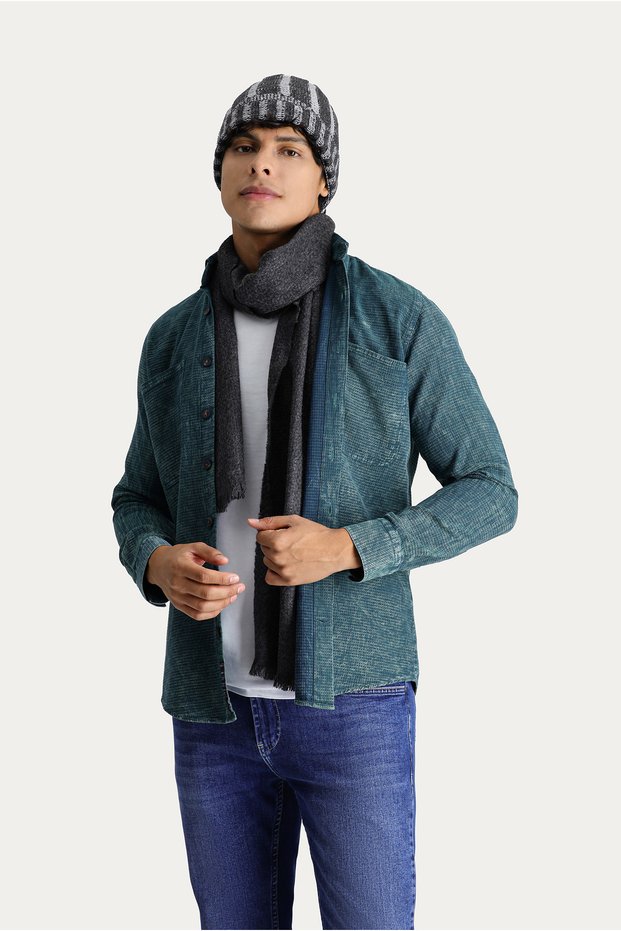 Long Sleeve Slim Fit Slim Fit Denim Look Sports Cotton Shirt