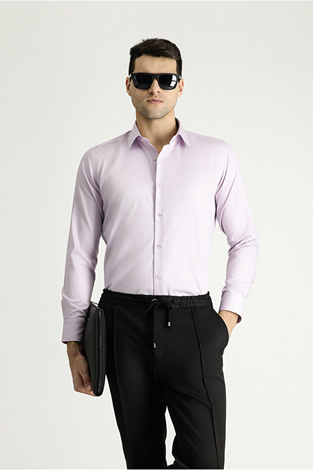 Long Sleeve Slim Fit Cotton Non-Iron Satin Classic Shirt