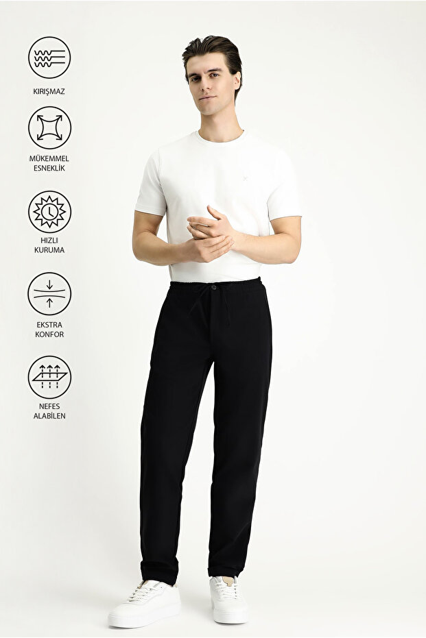 Techno-Line 7 Drop Slim Fit Slim Fit Elastic Waist Drawstring Lycra Classic Fabric Trousers