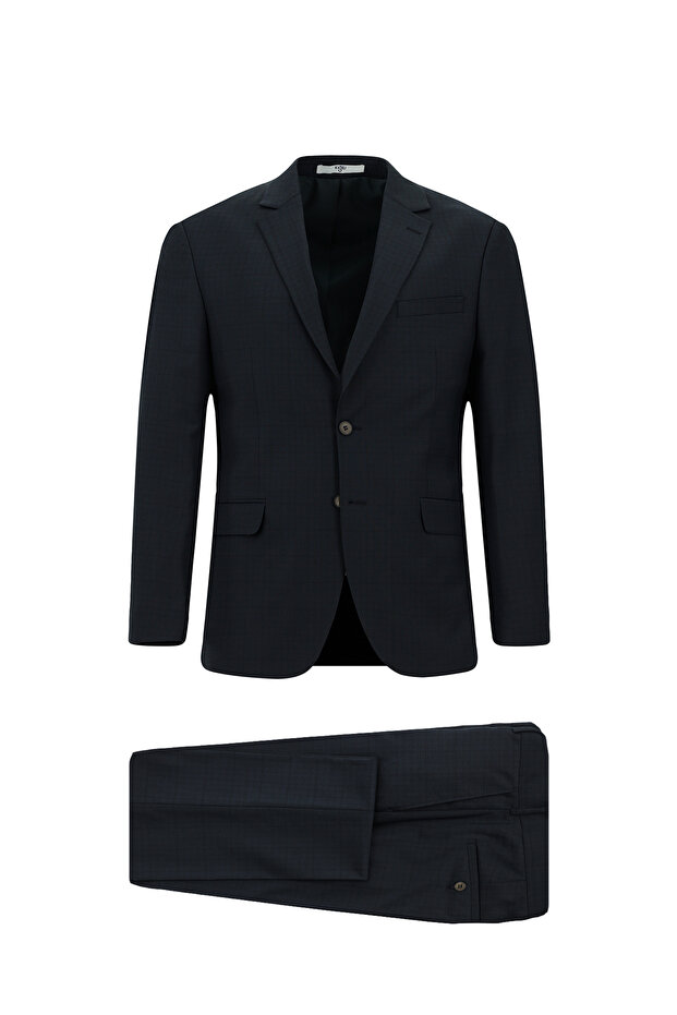 6 Drop Regular Fit Standard Cut Checked Wool Piece Suit