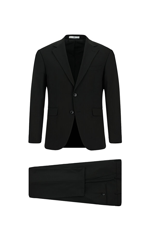 Regular Fit Plain Classic Mono Collar Suit