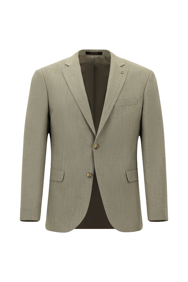 6 Drop Regular Fit Standard Cut Linen Blend Patterned Jacket