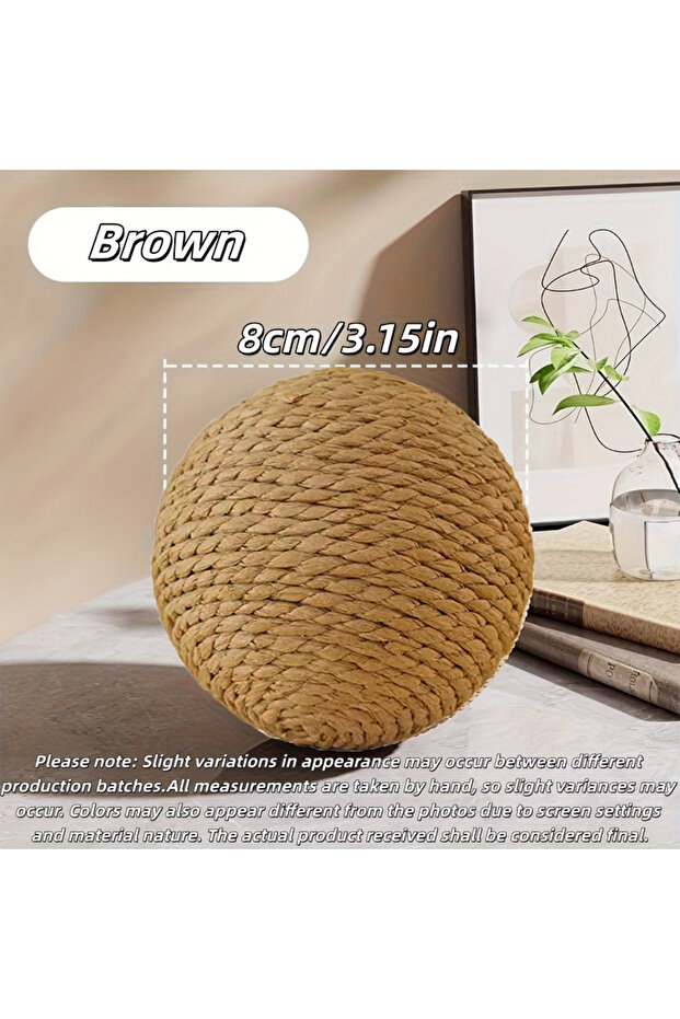 Brown Interactive Sisal Cat Toy Cat Scratching Ball Cat Ball Sounding Toy For Kitten Teeth Cleaning