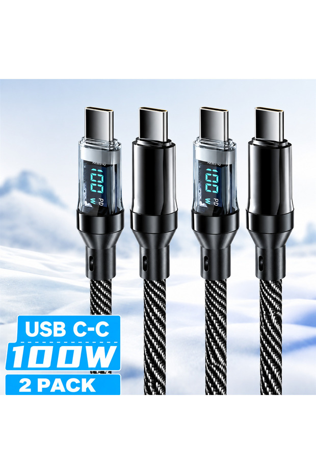 1m 2Pcs USB-C Cable NNBILI 120W USB A to Type C Super Fast Charging Cable Digital Display USB Type