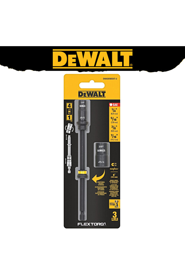 DEWALT DWADENDEXT-2 DEWALT DWADENDEXT-2MM/DWADENDEXT-2 FLEXTORQ Double Ended Nut Driver Socket Exten