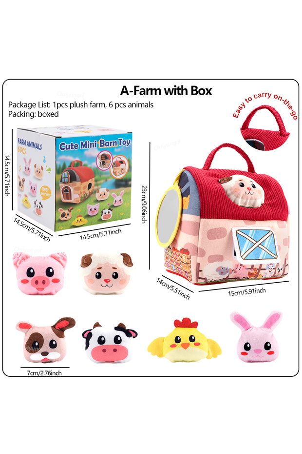 A-Farm with Box Soft Plush Baby Tissue Box Toys Animals Farm with Sound Montessori Toys Early Educat