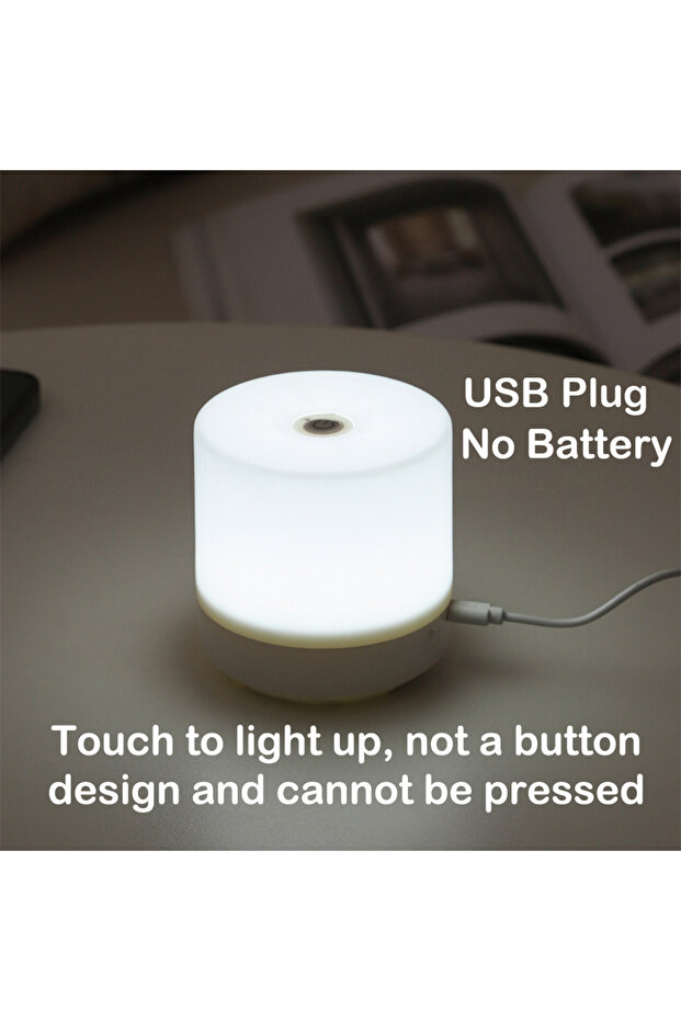 مصباح طاولة USB إبداعي بجانب السرير مزود بمقبس USB (بدون بطارية) مصباح طاولة يعمل باللمس مع إضاءة ليلية LED