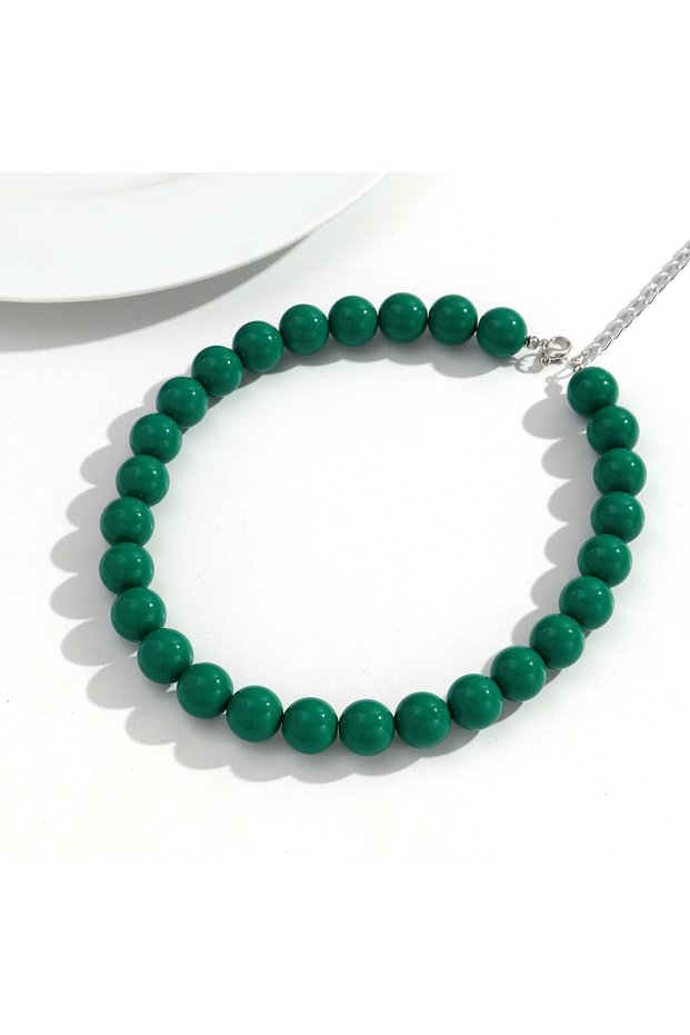 dark green Gothic Simple Acrylic Multicolor Big Ball Bead Chain Necklace Women's Y2K Korean Clavicle