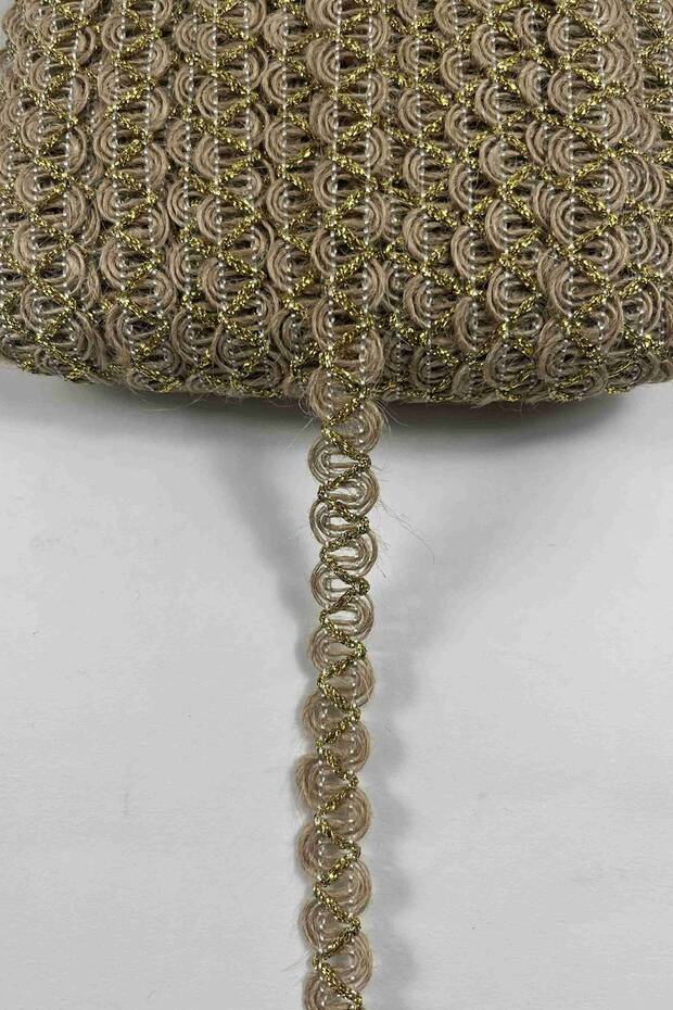 Gold Essa Wicker Cross Design Decorative Ribbon 10 Meters Packaging Decoration Ribbon