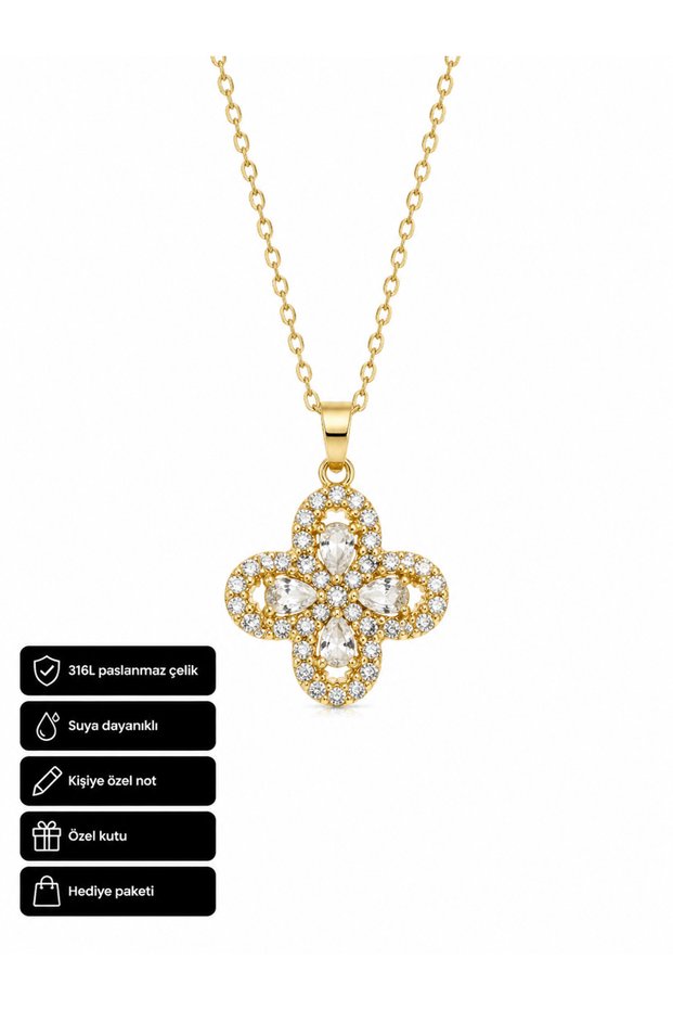 Women's Necklace with Zircon Stone 316L Stainless Steel Stylish Gift Jewelry