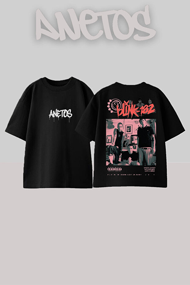 Blink 182 Design Back Printed Cotton Black Oversize T-Shirt