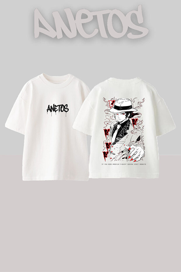 Muzan Kibutsuji Design Back Printed Cotton White Oversize T-Shirt
