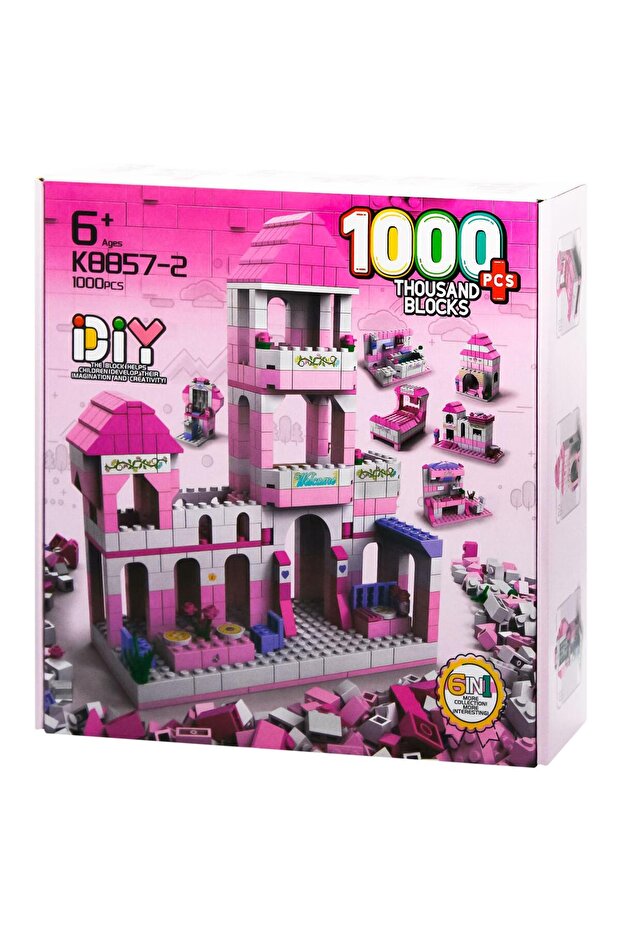 مجموعة قلعة الأحلام من مكعبات البناء DIY، أكثر من 1000 قطعة، لعبة بناء تعليمية 6 في 1 للأطفال