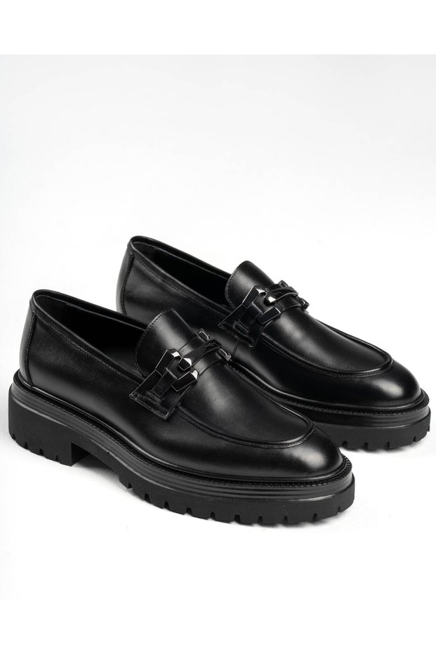 Italian Style Internal and External Natural Leather Men's Shoes Black T14607
