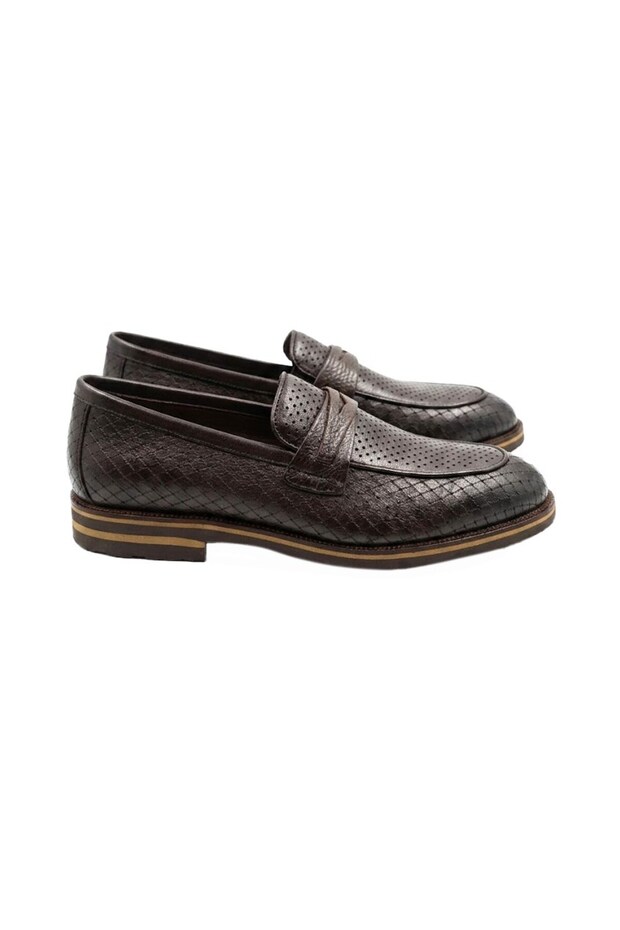 Italian Style Internal and External Natural Leather Antique Men's Shoes Brown T15218-03