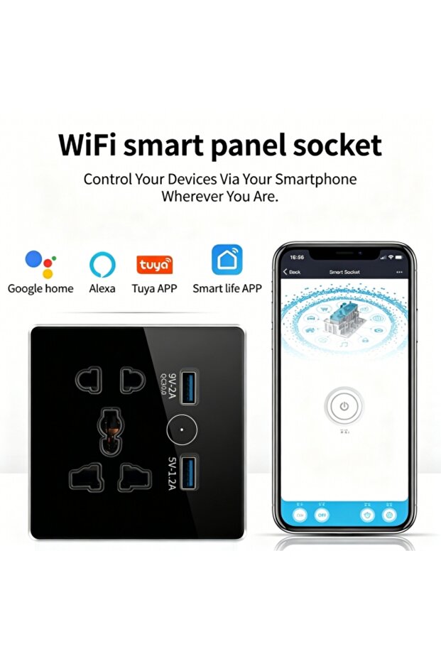 مقبس حائط ذكي مع منفذ USB، يعمل بتقنية WiFi 2.4 جيجاهرتز، 10 أمبير، متوافق مع أليكسا، تطبيق Smart Life Tuya للتحكم عن بعد، لا يحتاج إلى بوابة.