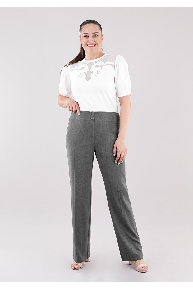 High Waist Pipe Leg Maxi Length Trousers
