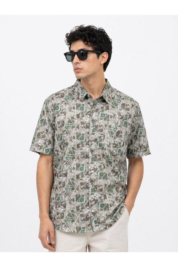 Men’s Hawaiian Shirt-Cotton Printed Men's Short Sleeve Shirt – Hawaiian Style Casual Summer Shirt – Breathable Soft Fabric