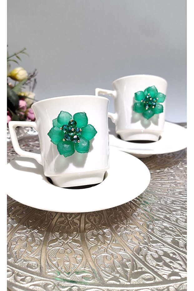 Kirli nova® green flower 2-piece porcelain cup set