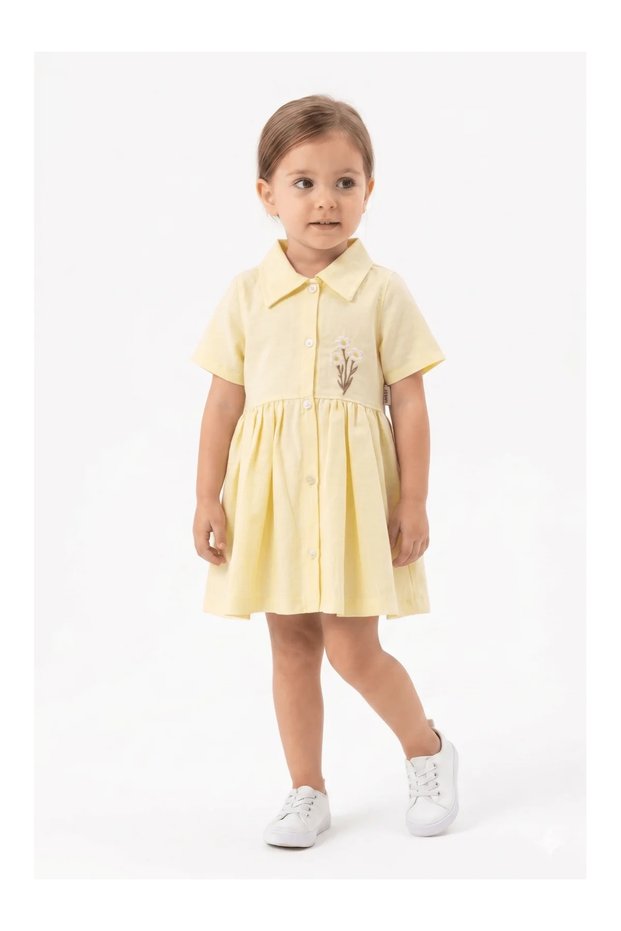 Floral Embroidered Shirt Dress (1 Year Old 2 Year Old 3 Year Old 4 Year Old)