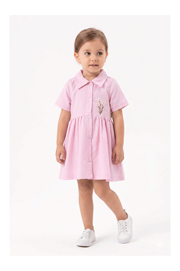 Floral Embroidered Shirt Dress (1 Year Old 2 Year Old 3 Year Old 4 Year Old)