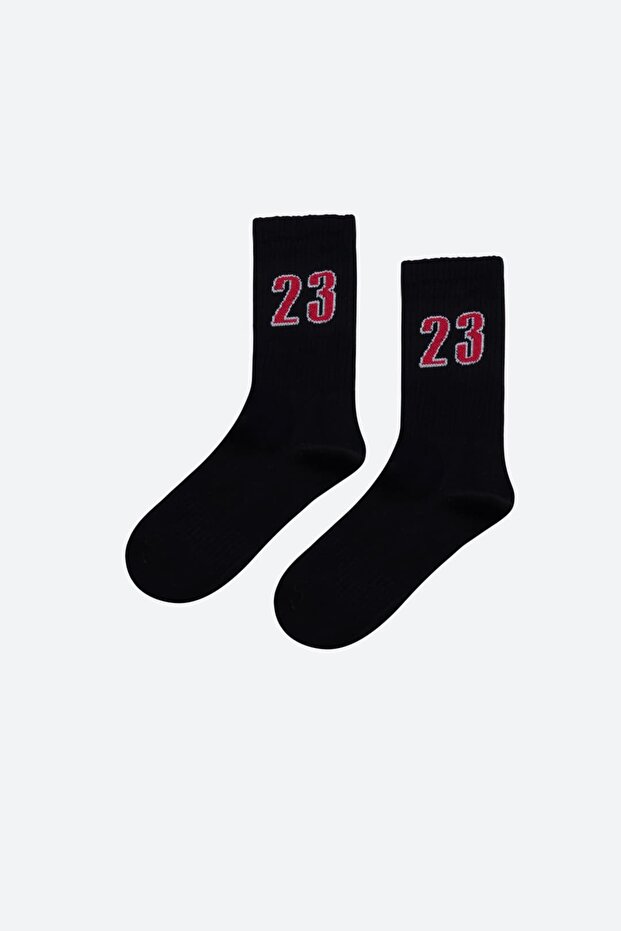 Red 23 Logo Sports Knitted Black Socks