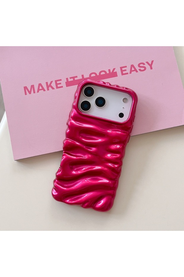 iPhone 14 Plus (6.7 Inch) Compatible Wavy Wrinkled Detailed 3D Surface Bright Colored Summer Lux Case