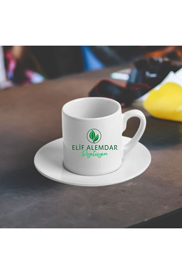 Office Coffee Cup and Saucer with Personalized Name for Dietitians – White Porcelain