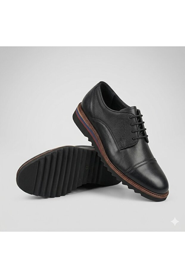 (King West) Genuine Leather Inside and Out Eva Lightweight Sole Classic Men's Shoes Black