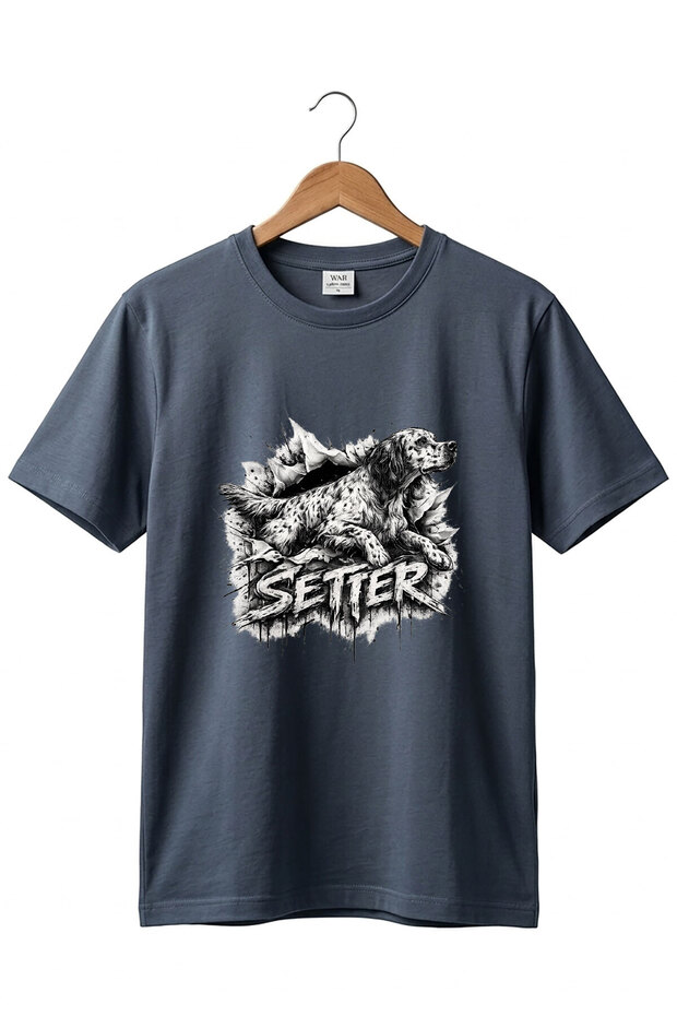 Unisex English Setter Dog Printed Hunting Nature 100% Cotton Basic T-Shirt