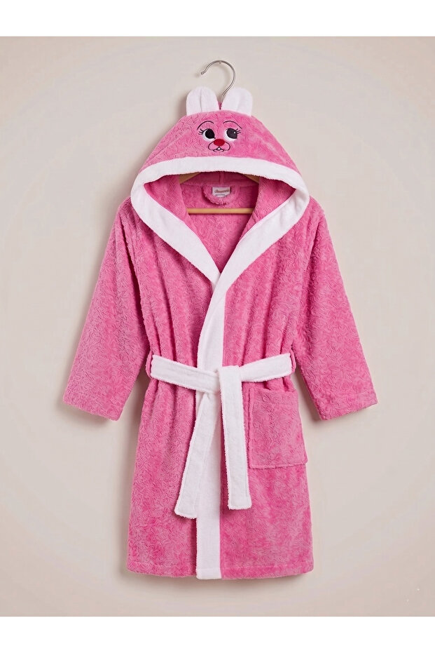 Cotton Children's Bathrobe with Hooded Rabbit Ears Figure