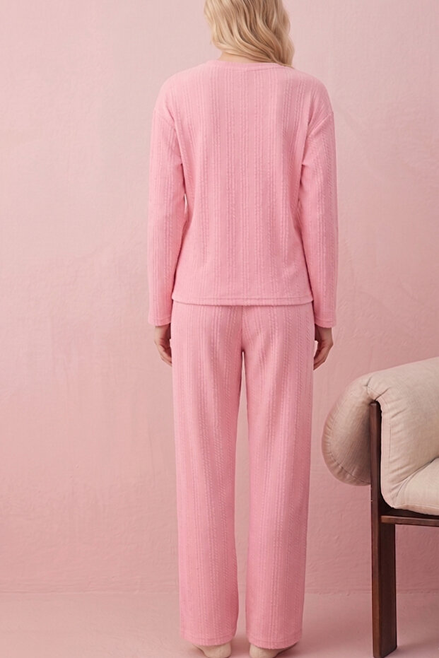Tricoted Knitted Fabric Pajama Set - 4