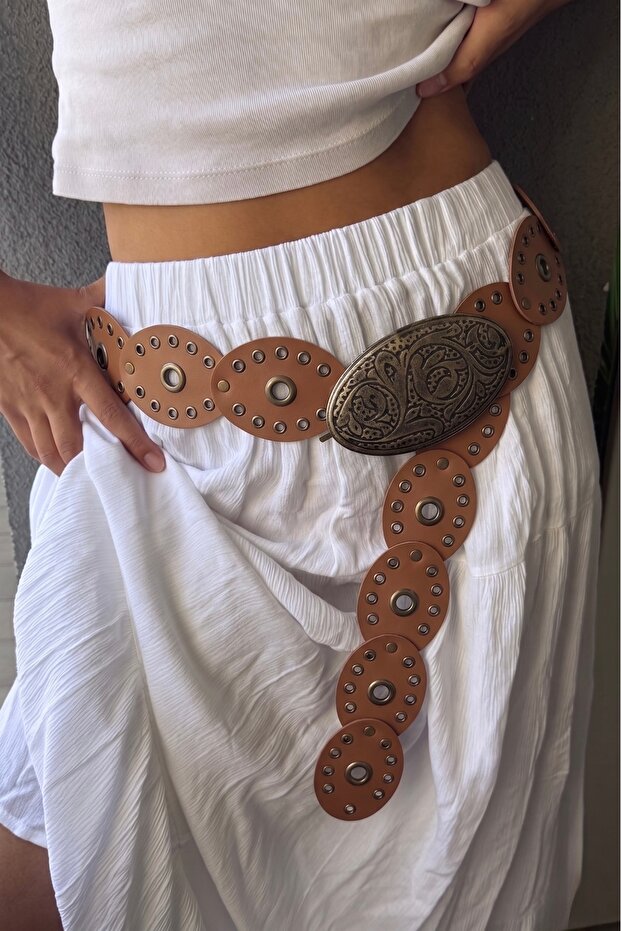 Women's Bohemian Belt with Medallion Buckle