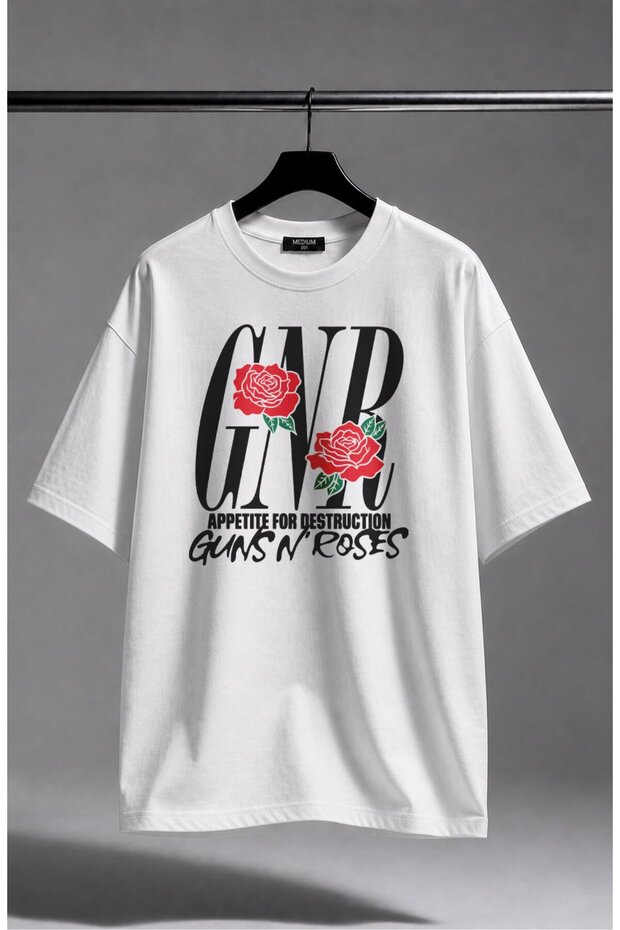 Unisex Oversize Gnr Guns N' Roses Appetite for Destruction Printed Rock Band T-Shirt