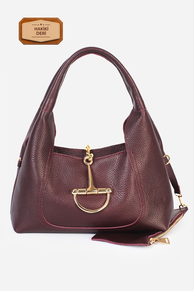 Nora Genuine Suede Shoulder Bag with Metal Buckle