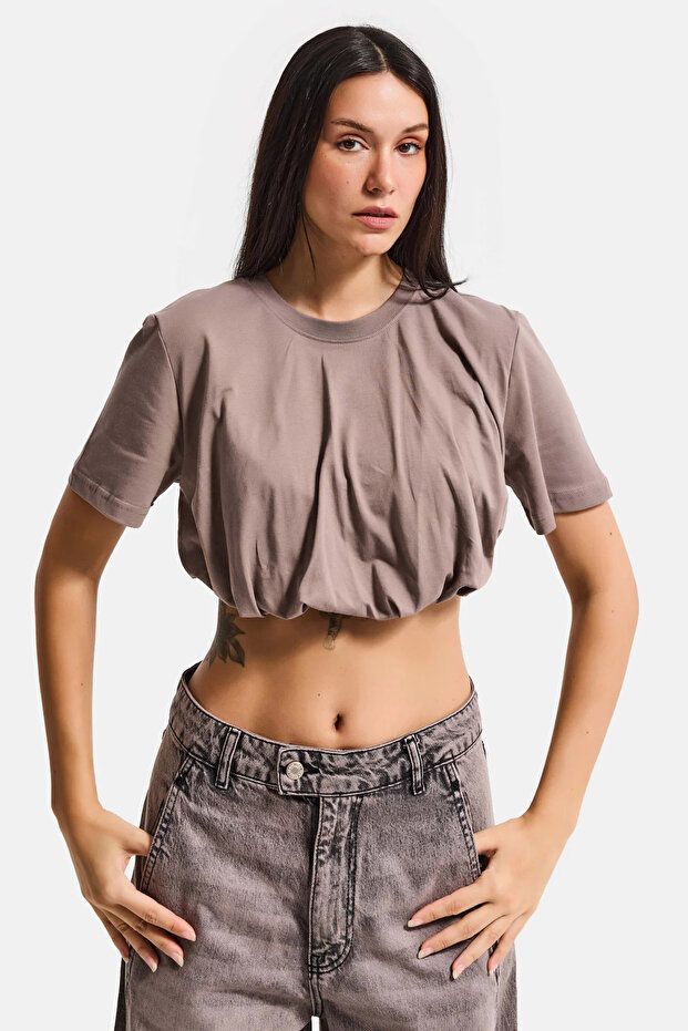 İts Basic Women's Crop Balloon Fit T-Shirt