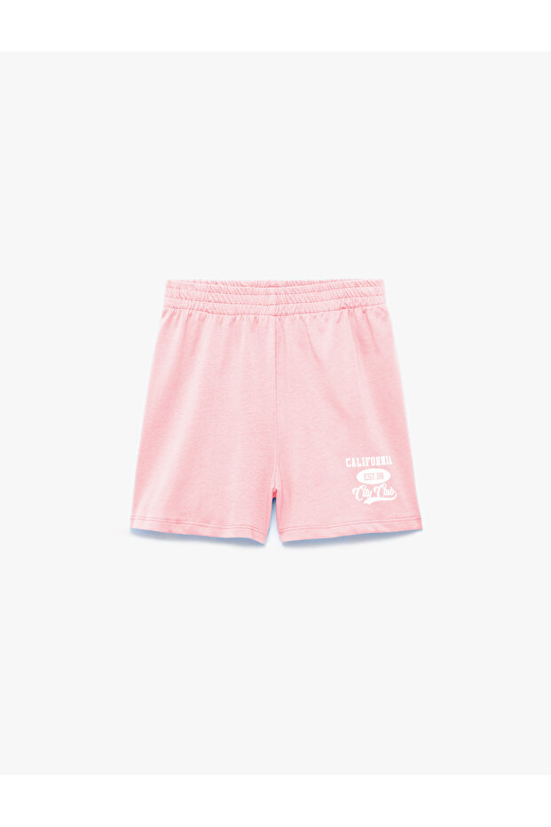 Cotton Shorts with Print Detail and Elastic Waistband