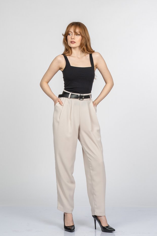 Women's Summer Stone Monsere Elastic Waist High Waist Narrow Leg Pants Stylish Daily Comfortable 30375