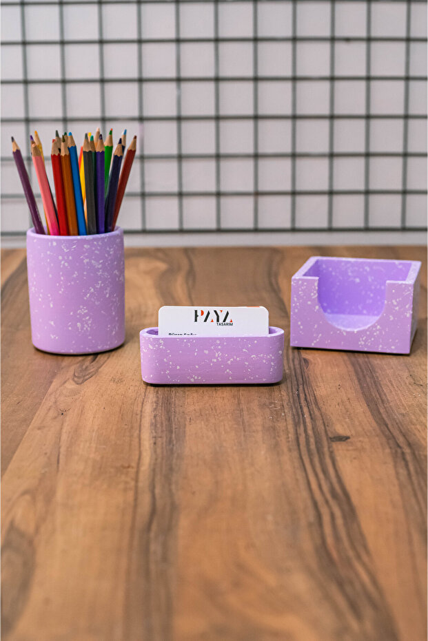 CONCRETE OFFICE SET PEN HOLDER NOTEBOOK HOLDER BUSINESS CARD HOLDER