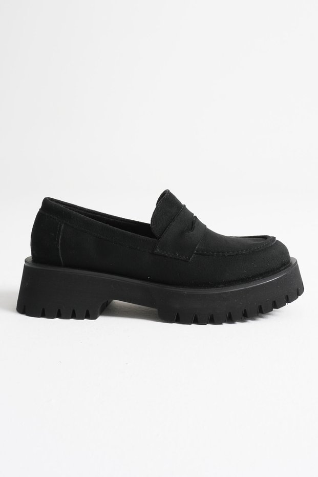 Women's Daily Black Suede Loafer Shoes Fs10Ms02C