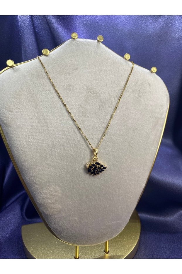 Black Stone Swan Necklace