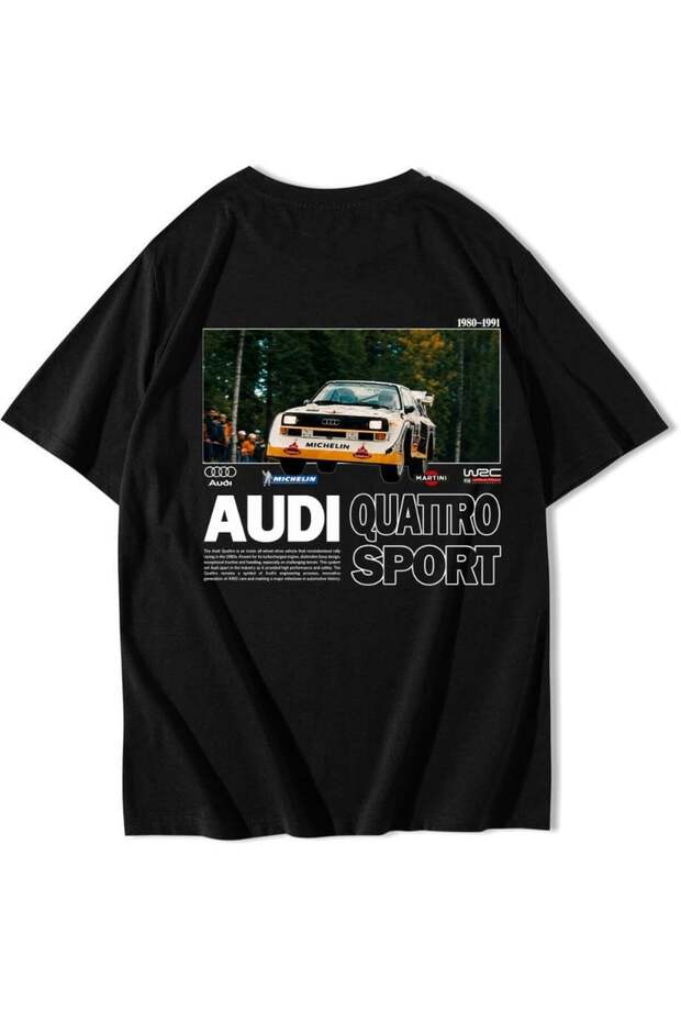 Unisex Oversize Quattro Sport Audi T-Shirt Black