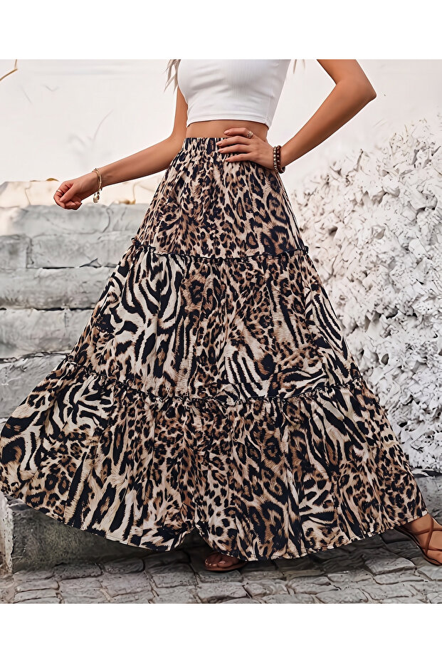 Women's Plus Size Ruffled Viscose Fabric Skirt Boy 100 cm